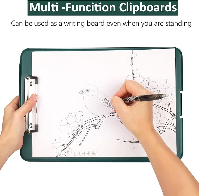 Clipboard with Storage,Storage Clipboard with Clip,Clipboards Foldable for Nurse,for 8.5x11 Paper Clip Boards,A4 Clipboards Case with Smooth Writing for Office Supplies Clip Board Case-Emerald