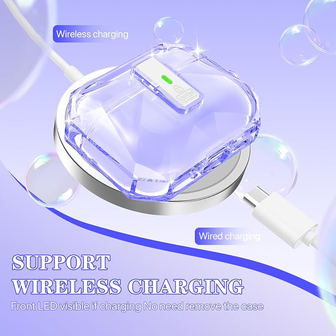 for AirPods Pro 3 Case Transparent with Lock, Clear Purple | Compatible MagSafe, Compatible with Apple AirPods Pro 3rd Generation Case with Cleaning Kit & Keychain, Auto Pop-Up