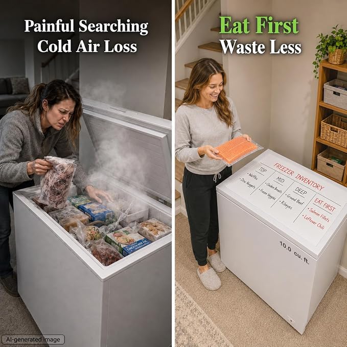 Magnetic Whiteboard Sheet for Freezer: Large Food Inventory Tracker | Oversized Cut-to-Fit Dry Erase Surface for Bulk Groceries - 36" x 24" Fridge Organizer Covers Old Appliance Surfaces