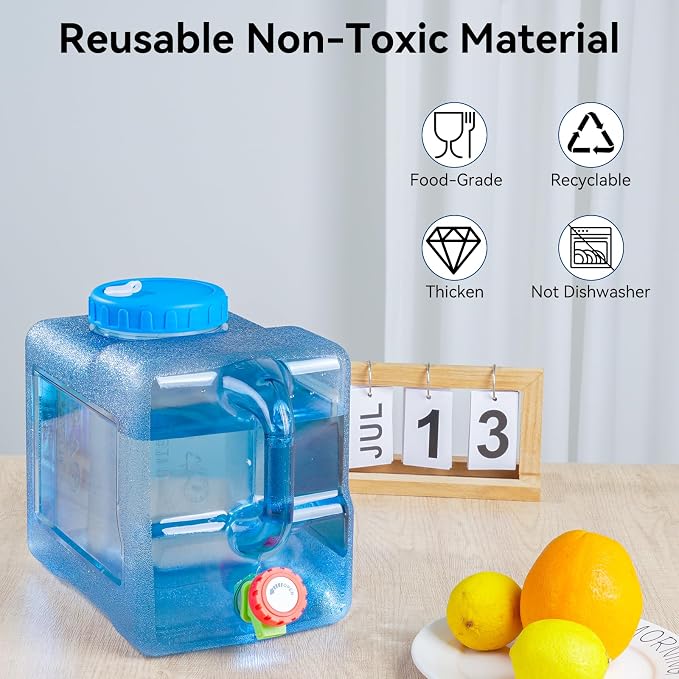 Drink Water Dispenser for Fridge - 2 Gallon Beverage Dispenser with Leak-Proof Spigot, Portable Food-grade Water Jug Container with Spout Handle for Kitchen Refrigerator Outdoor Camping Hiking, Blue