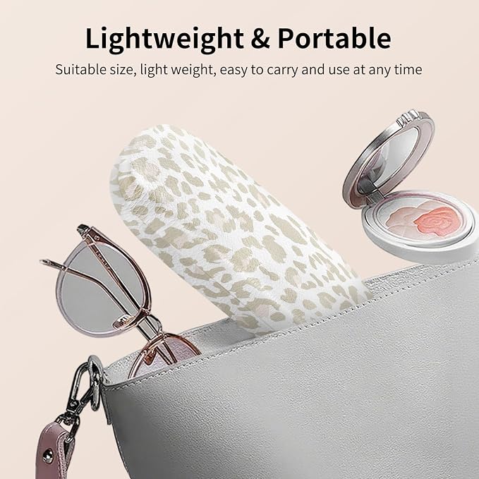 Glasses Case Hard Shell, Leather Protective Case for Sunglasses with Cleaning Cloth, Cute Eyeglass Cases for Women