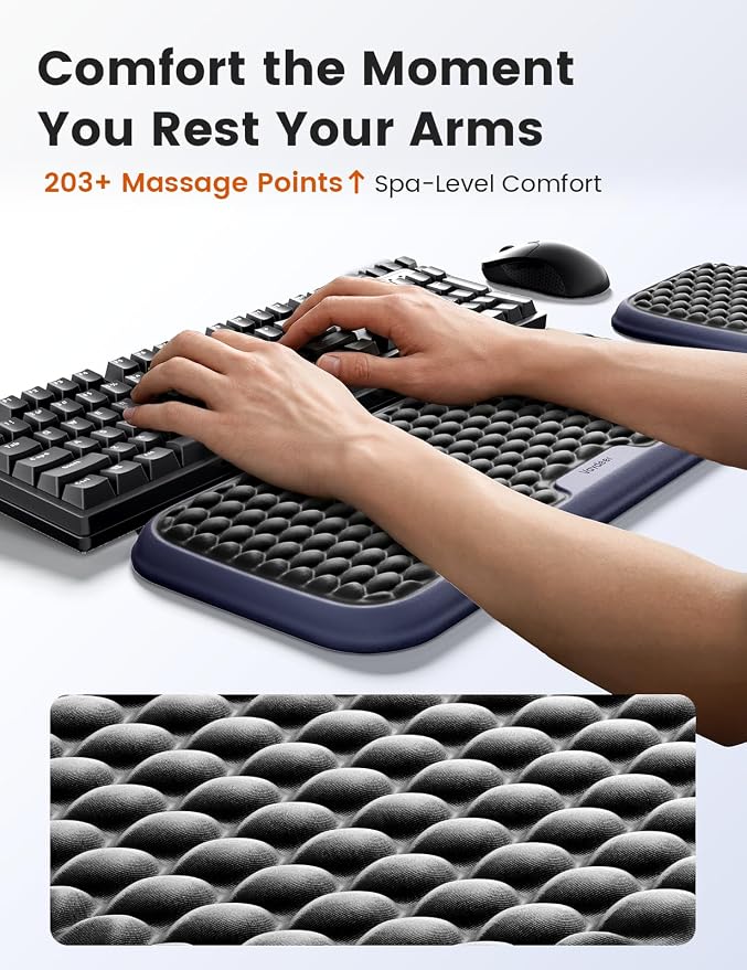 Vaydeer Extra Large Wrist Rest Set for Keyboard and Mouse, Computer Ergonomic Wrist Support, Armrest Elbow Pad Mouse Rest, Typing Pain Relief Soft Memory Foam Desk Cushion for Office Work Gaming
