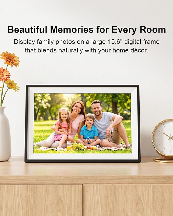 Frameo 15.6 Inch Smart WiFi Digital Picture Frame | 1080P HD IPS Touch Screen Digital Photo Frame, Wall Mountable, Instantly Share Photos & Videos via Frameo App from Anywhere