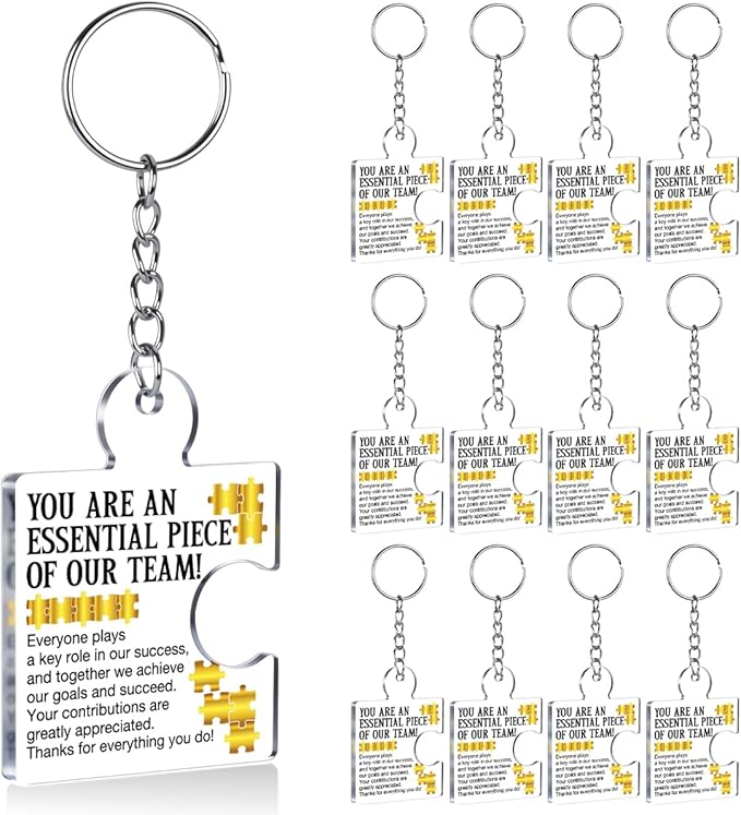 Team Appreciation Gifts Bulk Thank You Keychains for Coworkers | Gift Set for Employee, Staff, Teachers, Teamwork Puzzle Piece Keyring, Acrylic