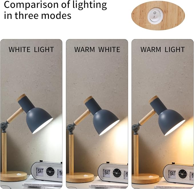 Adjustable Wooden Arm Desk Lamp, Table Lamp for Reading office Bedroom | Dorm Lamp,Bedside Lamp,Reading Lamp,Lamp for Home Office