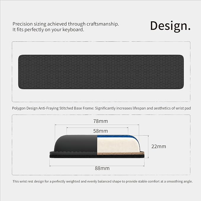 Faluber Cooling Gel Wrist Rest, 14.3-inch Length for Tenkeyless Keyboard, Memory Foam Palm Rest with Non-Slip Footpad, Ergonomic Design, Stain Resistant, PC Accessory Gaming Gear (Medium-TKL)