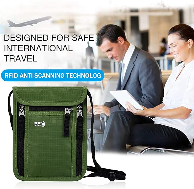 Travel Pouch Neck Wallet Family Passport Holder Organizer Case with RFID Blocking | Family Passport Holder