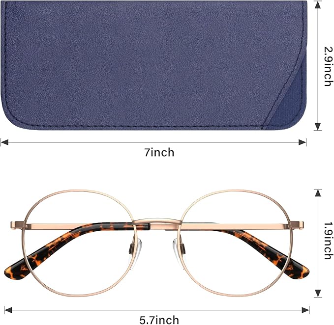 Soft Glasses Case, Leather Eye Glass Case Glasses Pouch for Women Men Kids Travelling Reading