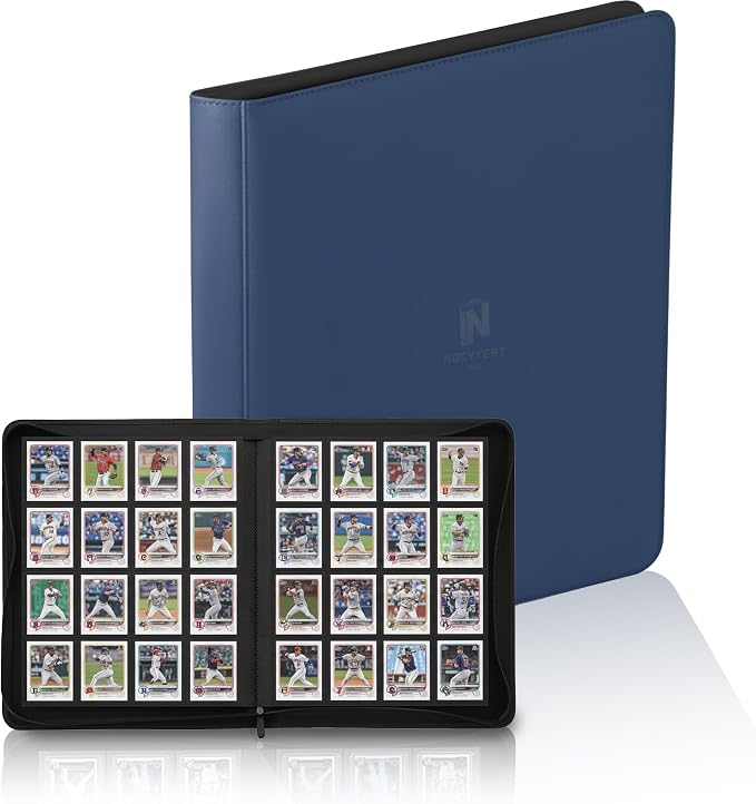 1000+ Pockets Premium Trading Card Binder, 16 Pockets Trading Card Binder Ringless Side Loading Trading,Card Holder Folders for MTG, TCG, Game Cards & Sports Cards(Blue)