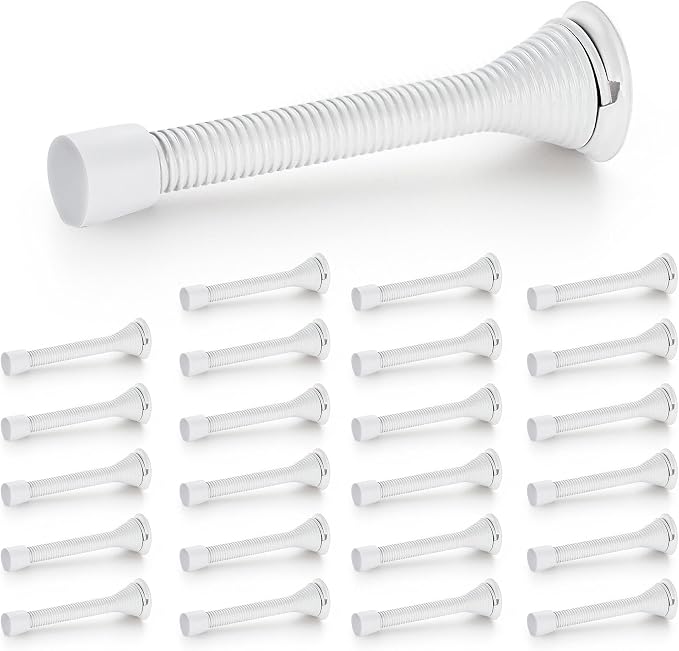 Ravinte Door Stoppers, 24 Pack White Spring Door Stops with Rubber Bumper, Door Stoppers for Bottom of Door