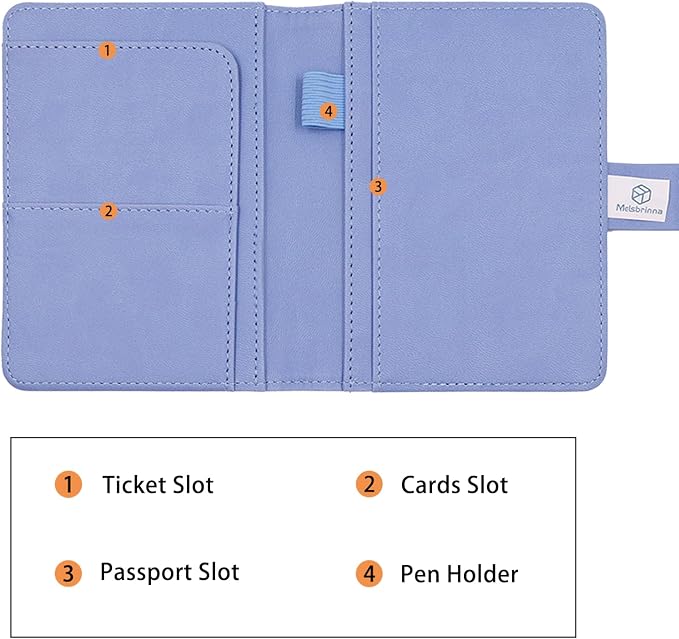 Melsbrinna Premium Leather Passport Holder Covers Case, Waterproof Rfid Blocking Travel Wallet Passport Holder with Pen Holder, Cute Passport Book for Women/Men