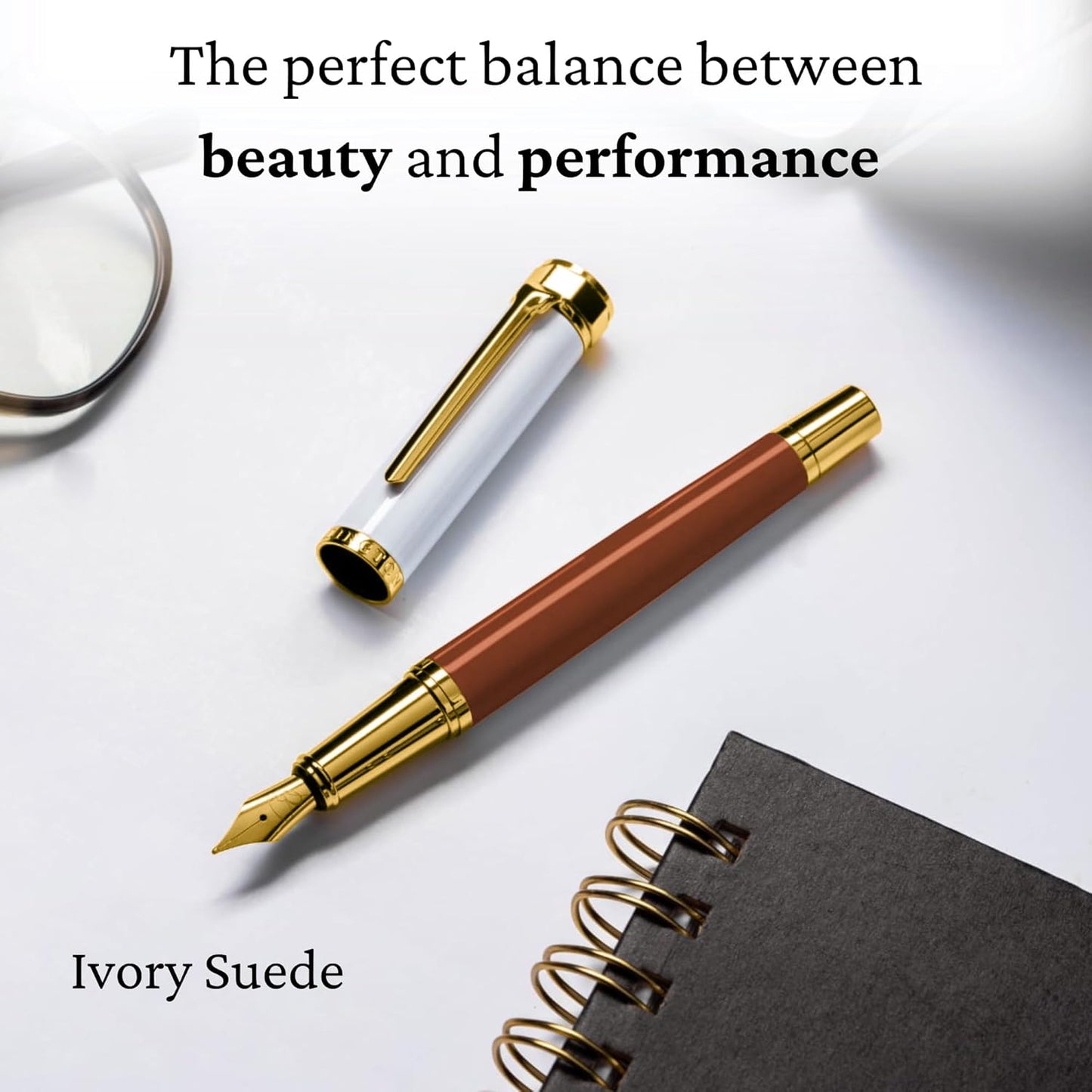 Luxury Fountain Pen Set- Fountain Pens for Writing - Smooth Extra Fine Nib - Includes Refillable Ink Converter, 3 Ink Cartridges [Black & Blue], Gift Box - Elegant Calligraphy