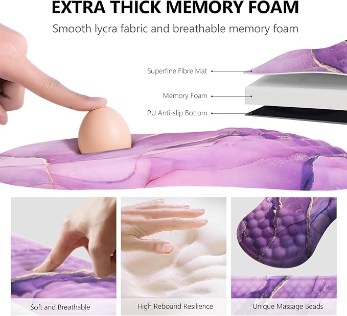 Ergonomic Mouse Pad with Wrist Support and Keyboard Wrist Rest Set | Memory Foam Wrist Cushion, Non-Slip PU Base, Massage Design, Relieves Wrist Pressure for Work, Gaming & Office Use