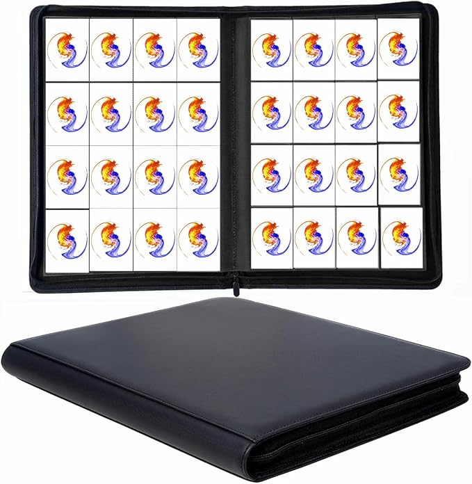 Trading Card Binder 16 Pocket, 1664 Pockets Ringless PU Cover Card Collection Binder, Double Sided Card Binder Collector Album, Card Folder for MTG, TCG, Sports Cards, Game Card (Black, 16Pockets)