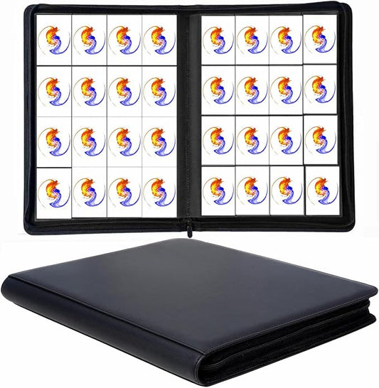 Trading Card Binder 16 Pocket, 1664 Pockets Ringless PU Cover Card Collection Binder, Double Sided Card Binder Collector Album, Card Folder for MTG, TCG, Sports Cards, Game Card (Black, 16Pockets)