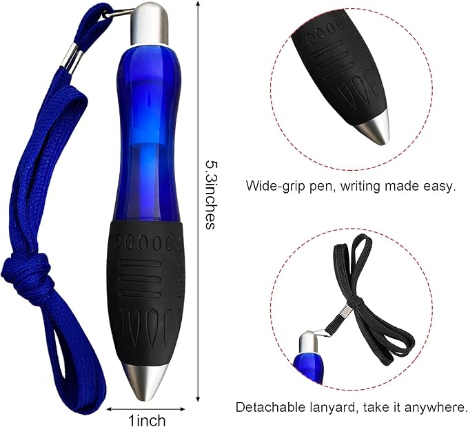 14pcs Big Fat Pens Aids Writing For Tremor, Arthritis, Parkinson, Handicap, Carpal Tunnel Large Wide Grip Pens Blue (2 Pen + 6 Black Refills + 6 Blue Refills)