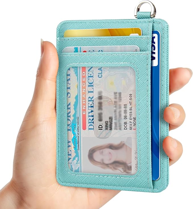 Slim Minimalist Front Pocket Wallet, RFID Blocking Credit Card Holder Wallet with Detachable D-Shackle for Men Women