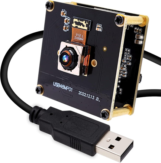 ELP 48MP Fast Autofocus USB Camera Module with 70degree No Distortion Lens for Computer Mini UVC USB2.0 Industrial Webcam Board 8000 * 6000 USB with Camera for Laptop PC Raspberry pi Jetson Nano