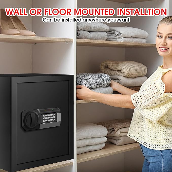 3.4 Cuft Large Safes for Home Use Fire and Water Proof, Anti-Theft Digital Security Safe Box with Electronic Keypad and Key, Fire Proof Safe for Home Documents Firearm Medicine Money Valuables