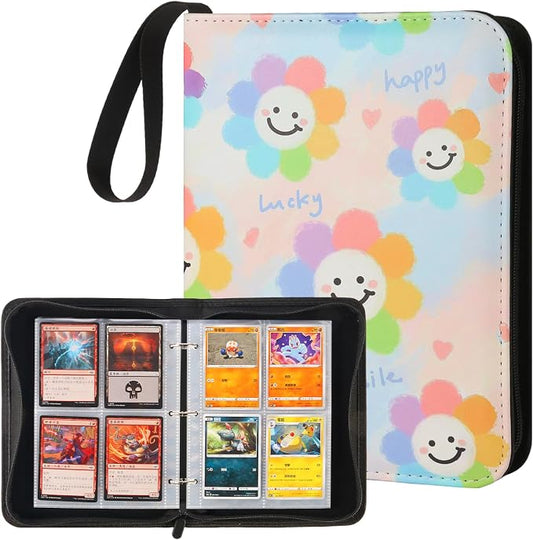 4-Pocket Card Binder with 50 Removable Pages, Holds 400 Cards | Fits trading, sports, gaming and collectible cards. Great for boys and girls to organize and protect collections(Sunflower)