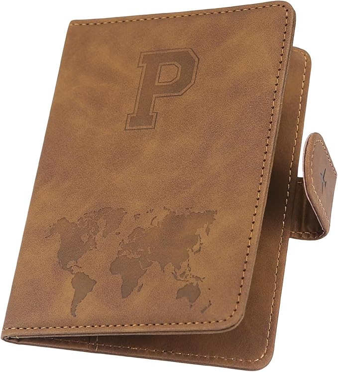 ILIYAH-Passport Cover-Passport Holder Travel Wallet-RFID Blocking Passport Case Travel Accessories Card Holder Wallet Unisex Travel Gifts (Brown P)