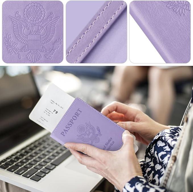 TIGARI Passport Holder for Travel Women Men, Valentines Day Gifts PU Leather Wallet Cover Case Sleeve, Waterproof Protected Document Organizer, Vacation Plane Cruise Travel Essentials