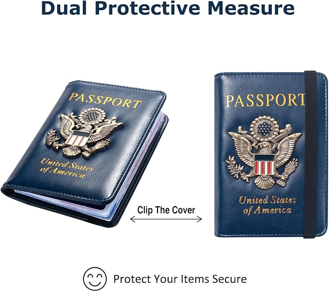 Premium Passport Holder for Travel RFID Blocking Passport Cover Slim | Passport Cover for Women Men Leather US Passport Wallet Case for Travel Passport Book Cover Travel Document Organizer Carrier