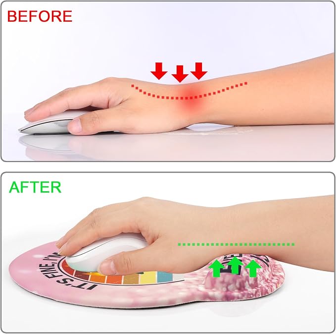 Ergonomic Mouse Pad with Wrist Support Rest,Large Mousepad Gel Wrist Rest, with Coaster Non-Slip & Pain Relief for Computer, Desk, Home&Office-Glitter Dumpster Fire