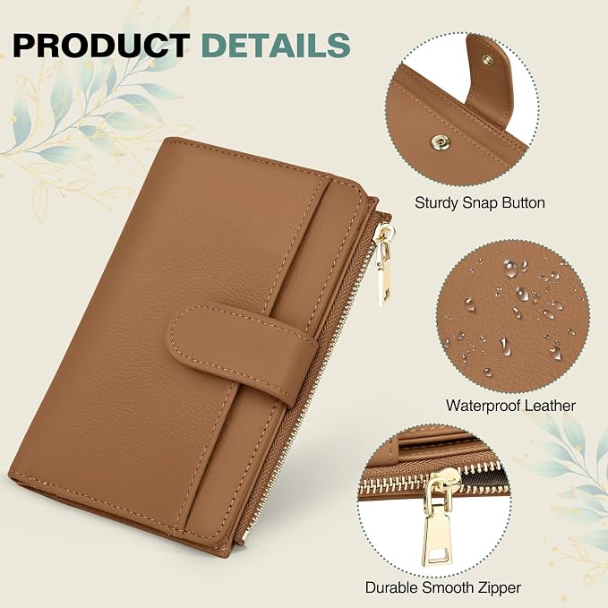 RFID Passport Holder for Travel, Leather Passport Wallet Cover with Airtag | with Airtag Slot, Card Cash Holders, Zippered Coins Pocket, for Women/Men, Gift Box, Travel Essentials, 4.1"L x 1"W x 6.3"H