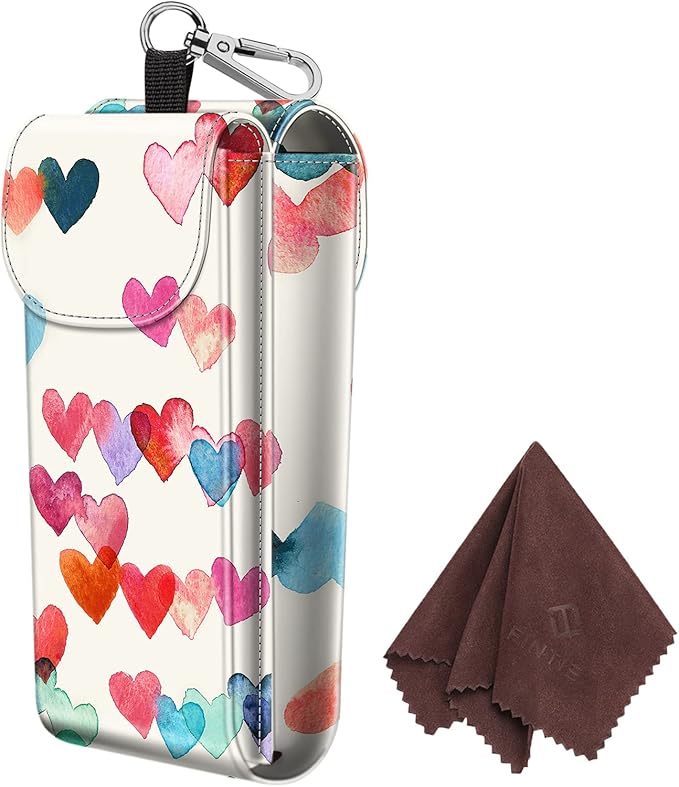 FINTIE Double Glasses Case with Carabiner Hook, Portable Vegan Leather Eyeglass Case Anti-scratch Sunglasses Pouch