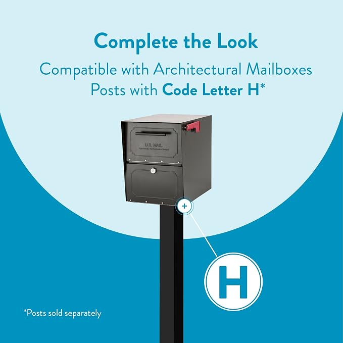 Architectural Mailboxes 6200Z-10 Oasis Classic Locking Post Mount Mailbox, 18"D x 11.5"W x 14"H ,Graphite Bronze