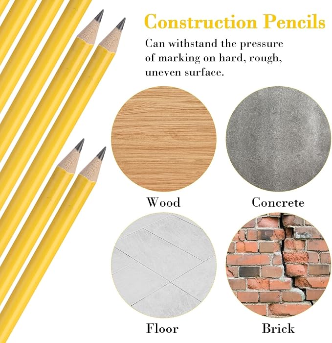 Fainne 96 Pcs Jumbo Pencil with Black Core Cedar Wooden Pencil with Eraser for Carpenters Students Teachers School Construction Woodworkers Beginners Office Workers(Yellow,Classic)