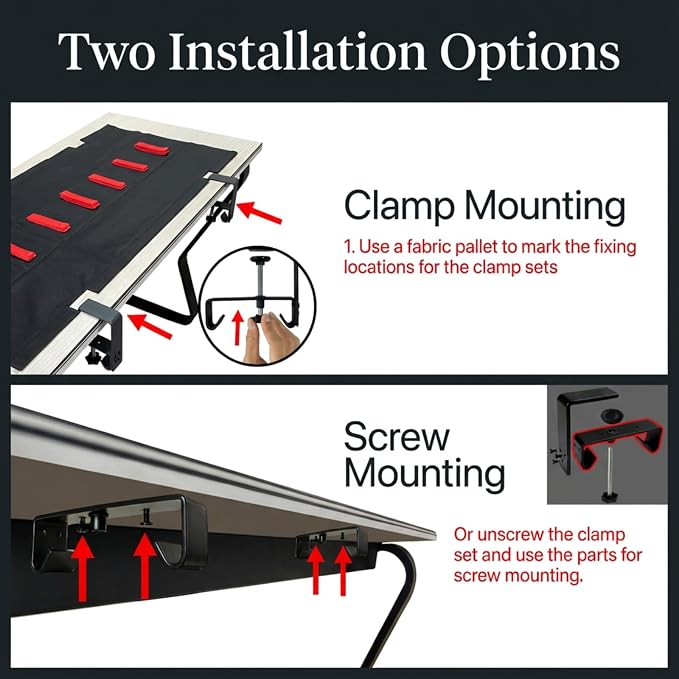 Under Desk Cable Management No Drill – 28" L x 6" W Cord Organizer, Upgraded Silicone Pads (No Scratch), 16 Cable Slots, Washable PE Honeycomb Base, Fits Desks 0–2.1" Thick, Black