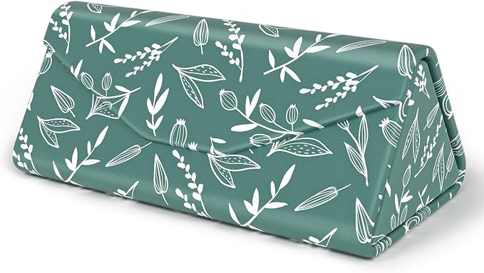 Sunglasses Case, Foldable Glasses Case, Magnetic PU Leather Hard Shell Folding Eyeglass Holder Box, Collapsible Unisex