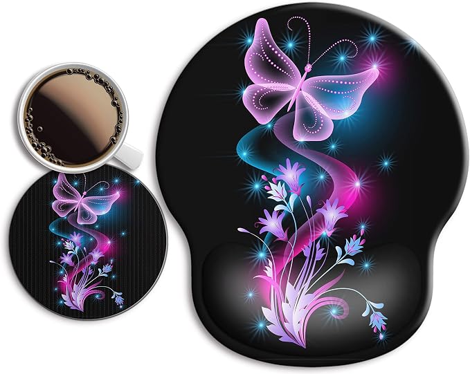 Ergonomic Mouse Pad with Wrist Rest Support,Gel Mouse Pads for Desk | Big Mousepad With Coaster Non-slip & Pain Relief for Computer, Home&Office Desk Decor