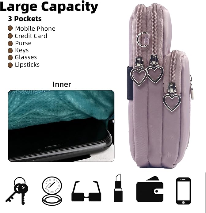 Small Crossbody Bag for Women - Mini Phone Purses with Crossbody Strap and Wallet - Nylon Arm Bag
