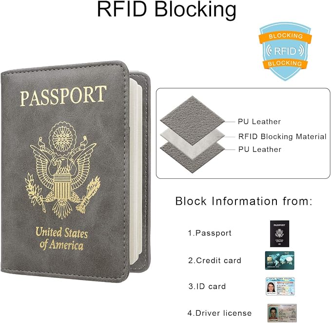 WALNEW Passport Holder for Travel, RFID Passport Cover Wallet for Women Men, PU Leather Passport Book Card Holder Case with Pen, Travelling Essentials for Flying | PU Leather Passport Cover Case with Pen Holder, Travel Must Haves Accessories, Passport ...