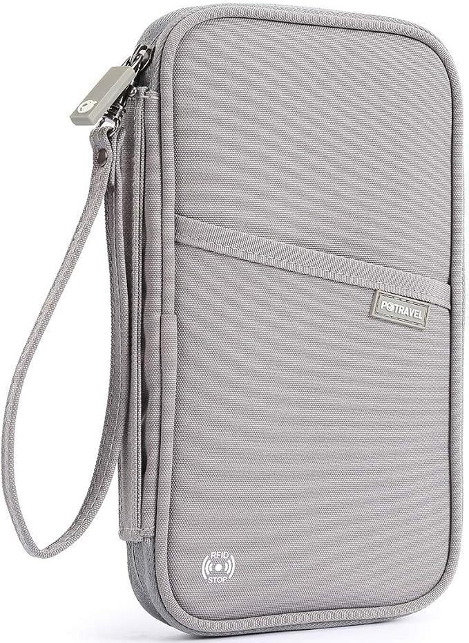 VanFn RFID Travel Passport Wallet, Family Passport Holder, Trip Document Organizer P.Travel Series (Nylon - Grey)