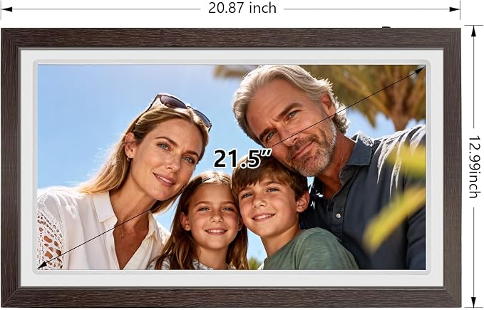 21.5" Large Frameo Digital Photo Frame, 32GB WiFi Digital Picture Frame with 1920x1080 FHD IPS Touch Screen, USB Drive/SD Card, Wall Mountable Auto-Rotate, Easy Share Photos/Videos from Anywhere