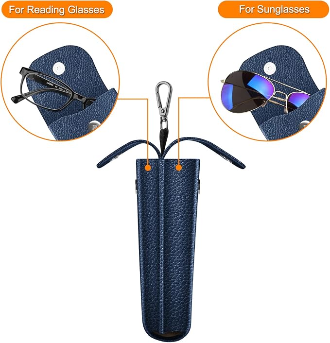 FINTIE Double Glasses Case with Carabiner Hook, Portable Vegan Leather Eyeglass Case Anti-scratch Sunglasses Pouch