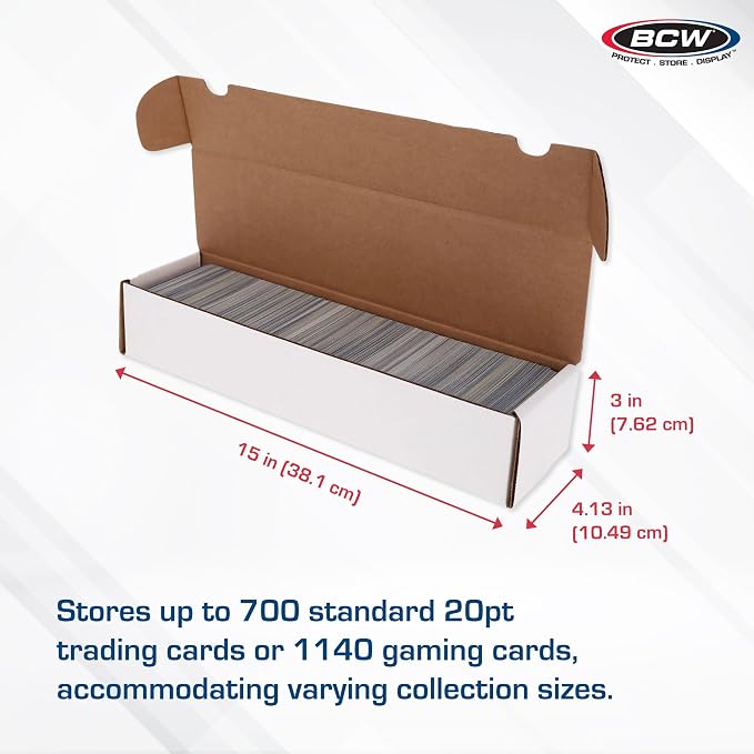 BCW 800ct Trading Card Storage Boxes - 10 Pack | Organizer for Sports Cards, MTG, Pokemon, and Card Games | Assemby Required