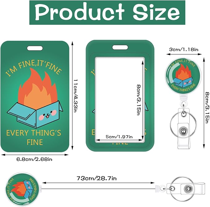 3 Set Dumpster on Fire Badge Holder with Retractable Reel, Retractable ID Badge Holders with Clip Name Key Card Holder Case for Nurse Doctor Teacher Office School