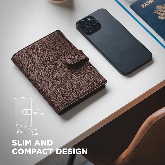 VULKIT Dual Passport Wallet for 2 Passports Airtag Holder RFID Blocking Travel Wallets