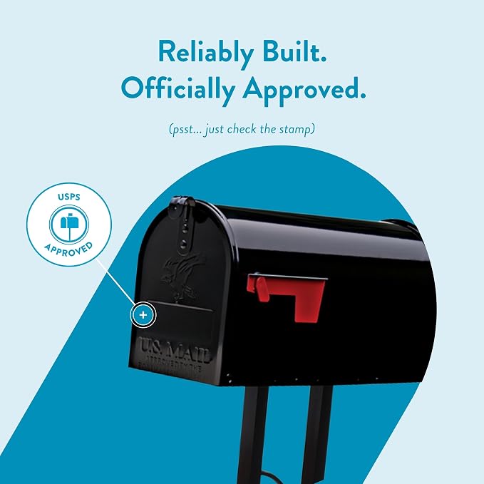 Architectural Mailboxes Mailbox to Go Galvanized Steel Mailbox and Post Kit, MC11KITBAM, Black, Medium Capacity