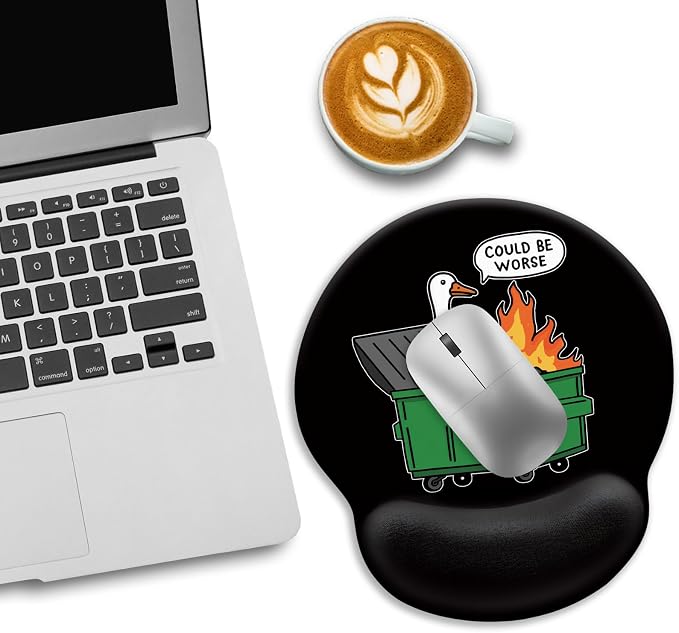 LIMKRIAN Funny Goose Ergonomic Mouse Pad with Gel Wrist Rest | Non-Slip PU Base, Smooth Surface, Cooling Gel Eases Wrist Pain, Ideal for Office/Gaming/Home, 9.8 x 8.6 in, Desk Accessories