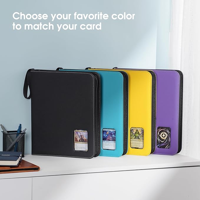 ProCase 900 Pockets Card Binder with Clear Window for Trading Cards, 9 Double Sided Pockets Cards Colletction Album Holder with Removable Sleeves for MTG, TCG, Sports Cards, Football Cards-Yellow