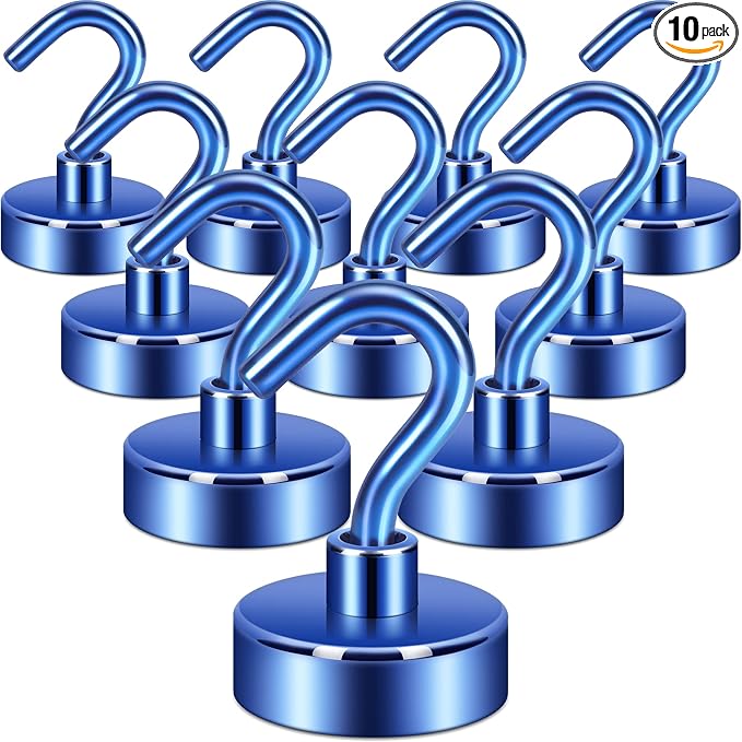 Neosmuk Magnetic Hooks, Heavy Duty 40lb+ Strong Magnet Hook for Cruise Cabins, Cruise Essentials 2026 for Hanging, Metal Wall Refrigerator Hangers (Navyblue, 10 Pack)