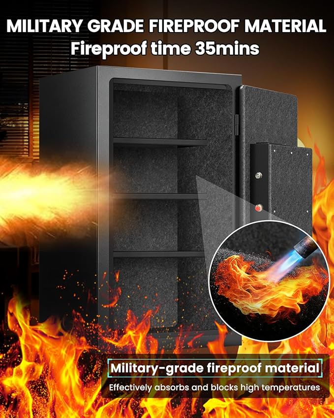 [𝟐𝟎𝟐𝟔] 𝟑𝟓𝐌𝐢𝐧 𝟏𝟕𝟎𝟎°𝐅 Fire Proof Safe for Home Documents, 4.5 Cuft Fireproof Safe for Home, Home Safes With Removable Shelf, 𝟒𝟒𝐋𝐛𝐬 Heavy Duty Safes with Anti-theft for Home, Office