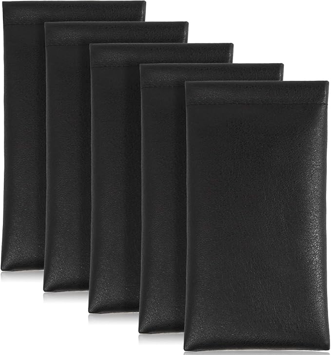 TRIUMPH VISION Eyeglass Case Glasses Case Soft Sunglass Pouch Sleeve 3 Pack | Slim Lightweight Alternative to Bulky Case, Leather Lined Protect Lens, Squeeze Easy to Use, Stylish Portable for Daily Use