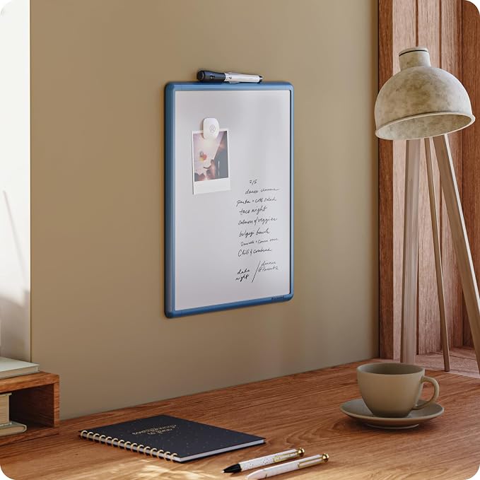 U Brands Dry Erase Whiteboard, 11" x 14", Small Whiteboard, Blue Frame